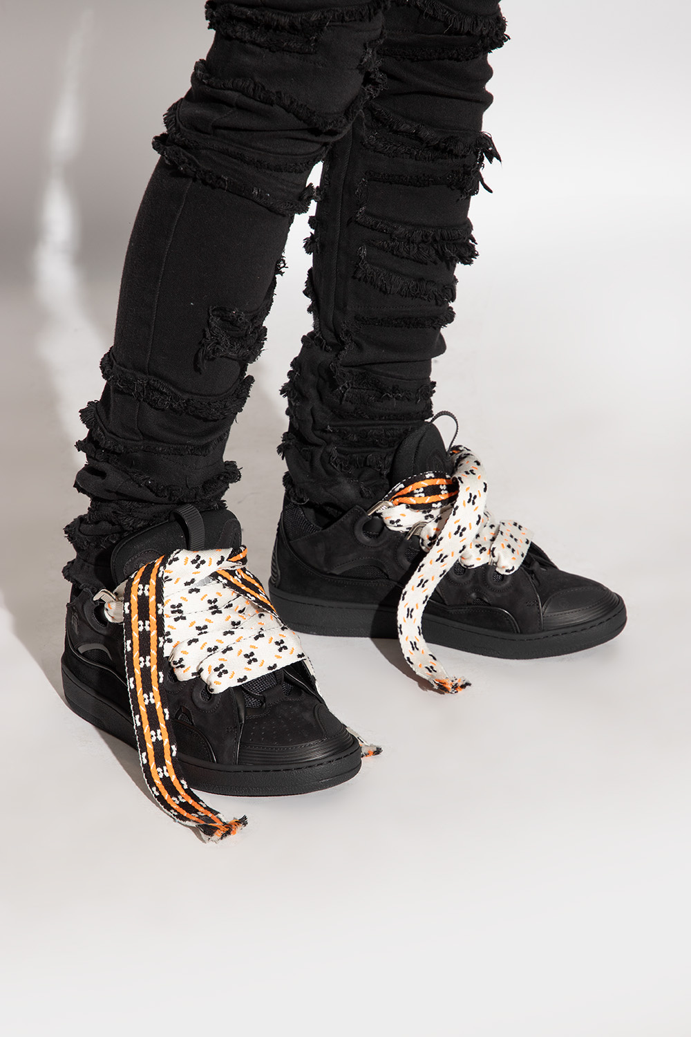 ★新品★　LANVIN CURB SNEAKERS スニーカー　ブラック　41 良品○LANVIN ランバン CURB SNEAKER カーブスニーカー レザー